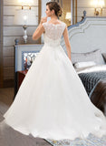 Callie Ball-Gown/Princess Scoop Neck Sweep Train Organza Lace Wedding Dress With Beading Sequins STKP0013751