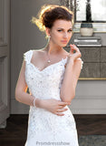 Elsie A-Line V-neck Court Train Chiffon Wedding Dress With Lace Beading Sequins STKP0013776