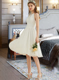 Trinity A-Line Knee-Length Chiffon Wedding Dress STKP0013778