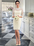 Amya Sheath/Column High Neck Knee-Length Lace Wedding Dress STKP0013781