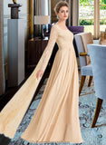 Anabel A-Line Square Neckline Floor-Length Chiffon Wedding Dress With Ruffle Beading STKP0013783