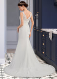 Raegan Trumpet/Mermaid V-neck Court Train Chiffon Wedding Dress STKP0013788