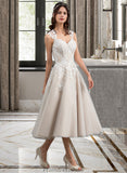 Ashleigh Ball-Gown/Princess Sweetheart Tea-Length Tulle Wedding Dress With Sequins STKP0013791