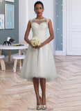 Braelyn A-Line Illusion Asymmetrical Tulle Wedding Dress With Ruffle STKP0013808