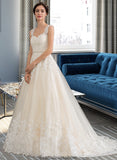 Laura Ball-Gown/Princess Sweetheart Court Train Tulle Wedding Dress With Beading Sequins STKP0013813