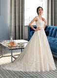 Laura Ball-Gown/Princess Sweetheart Court Train Tulle Wedding Dress With Beading Sequins STKP0013813