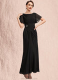 Maleah A-Line Scoop Neck Ankle-Length Chiffon Mother of the Bride Dress With Ruffle Beading STK126P0014533