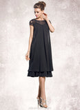 Selina Empire Scoop Neck Knee-Length Chiffon Mother of the Bride Dress With Beading Sequins STK126P0014537