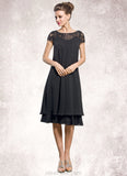 Selina Empire Scoop Neck Knee-Length Chiffon Mother of the Bride Dress With Beading Sequins STK126P0014537