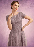 Jocelynn A-Line Scoop Neck Tea-Length Tulle Lace Mother of the Bride Dress STK126P0014538