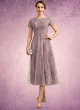 Jocelynn A-Line Scoop Neck Tea-Length Tulle Lace Mother of the Bride Dress STK126P0014538