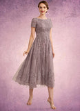 Jocelynn A-Line Scoop Neck Tea-Length Tulle Lace Mother of the Bride Dress STK126P0014538