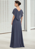 Kennedy A-Line V-neck Asymmetrical Chiffon Mother of the Bride Dress With Beading Sequins STK126P0014541