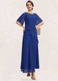 Nyasia A-Line Scoop Neck Ankle-Length Chiffon Mother of the Bride Dress With Beading STK126P0014544