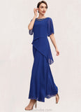 Nyasia A-Line Scoop Neck Ankle-Length Chiffon Mother of the Bride Dress With Beading STK126P0014544