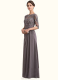 Dahlia A-Line Scoop Neck Floor-Length Chiffon Lace Mother of the Bride Dress With Beading Sequins STK126P0014546