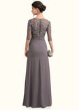 Dahlia A-Line Scoop Neck Floor-Length Chiffon Lace Mother of the Bride Dress With Beading Sequins STK126P0014546