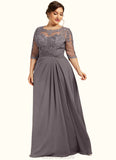 Dahlia A-Line Scoop Neck Floor-Length Chiffon Lace Mother of the Bride Dress With Beading Sequins STK126P0014546