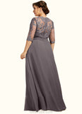 Dahlia A-Line Scoop Neck Floor-Length Chiffon Lace Mother of the Bride Dress With Beading Sequins STK126P0014546