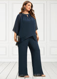 Nita Jumpsuit/Pantsuit Scoop Neck Chiffon Mother of the Bride Dress With Beading Sequins STK126P0014547