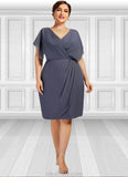 Bella Sheath/Column V-neck Knee-Length Chiffon Mother of the Bride Dress With Ruffle STK126P0014552