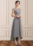 Natalia A-Line Scoop Neck Asymmetrical Chiffon Lace Mother of the Bride Dress STK126P0014556