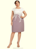 Jamie Sheath/Column Scoop Neck Knee-Length Chiffon Lace Mother of the Bride Dress STK126P0014559