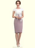 Jamie Sheath/Column Scoop Neck Knee-Length Chiffon Lace Mother of the Bride Dress STK126P0014559