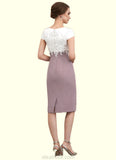 Jamie Sheath/Column Scoop Neck Knee-Length Chiffon Lace Mother of the Bride Dress STK126P0014559