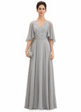 Frances A-line V-Neck Floor-Length Chiffon Lace Mother of the Bride Dress With Beading Sequins STK126P0014563