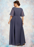 Aurora A-Line V-neck Ankle-Length Chiffon Mother of the Bride Dress With Ruffle Beading Sequins STK126P0014564