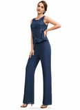 Layla Jumpsuit/Pantsuit Scoop Neck Floor-Length Chiffon Lace Mother of the Bride Dress With Sequins STK126P0014567