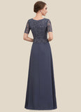 Willow A-Line Scoop Neck Floor-Length Chiffon Lace Mother of the Bride Dress STK126P0014568