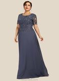 Willow A-Line Scoop Neck Floor-Length Chiffon Lace Mother of the Bride Dress STK126P0014568