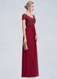 Tianna A-Line V-neck Floor-Length Chiffon Lace Mother of the Bride Dress With Ruffle Beading STK126P0014569