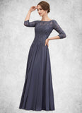 Lori A-Line Scoop Neck Floor-Length Chiffon Lace Mother of the Bride Dress With Beading Sequins STK126P0014578