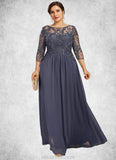 Lori A-Line Scoop Neck Floor-Length Chiffon Lace Mother of the Bride Dress With Beading Sequins STK126P0014578