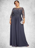 Lori A-Line Scoop Neck Floor-Length Chiffon Lace Mother of the Bride Dress With Beading Sequins STK126P0014578