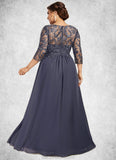 Lori A-Line Scoop Neck Floor-Length Chiffon Lace Mother of the Bride Dress With Beading Sequins STK126P0014578