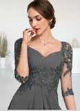 Karma A-Line Sweetheart Asymmetrical Chiffon Lace Mother of the Bride Dress With Beading Sequins STK126P0014579