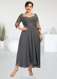 Karma A-Line Sweetheart Asymmetrical Chiffon Lace Mother of the Bride Dress With Beading Sequins STK126P0014579