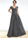 Akira A-Line V-neck Floor-Length Chiffon Mother of the Bride Dress With Ruffle Lace Beading Sequins STK126P0014582