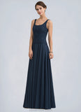 Pearl A-Line Square Neckline Floor-Length Chiffon Lace Mother of the Bride Dress With Sequins STK126P0014587