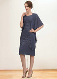 Leah Sheath/Column Scoop Neck Knee-Length Chiffon Lace Mother of the Bride Dress STK126P0014591