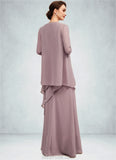 Rosalyn A-Line Scoop Neck Floor-Length Chiffon Mother of the Bride Dress With Beading STK126P0014593