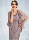 Joanne Trumpet/Mermaid Scoop Neck Asymmetrical Chiffon Lace Mother of the Bride Dress With Beading Sequins STK126P0014606