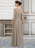 Jean A-Line Scoop Neck Floor-Length Chiffon Lace Mother of the Bride Dress With Sequins STK126P0014612