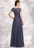 Quinn A-line V-Neck Floor-Length Chiffon Lace Mother of the Bride Dress With Beading Sequins STK126P0014614