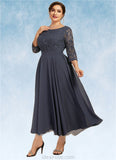 Alaina A-Line Scoop Neck Tea-Length Chiffon Lace Mother of the Bride Dress With Sequins STK126P0014621