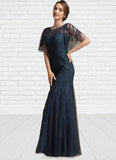 Elliana Trumpet/Mermaid Scoop Neck Floor-Length Tulle Lace Mother of the Bride Dress With Sequins STK126P0014625